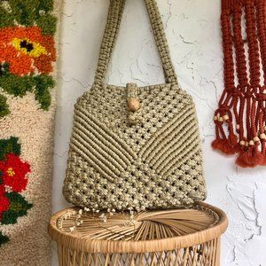 Vintage 70’s handmade macrame purse